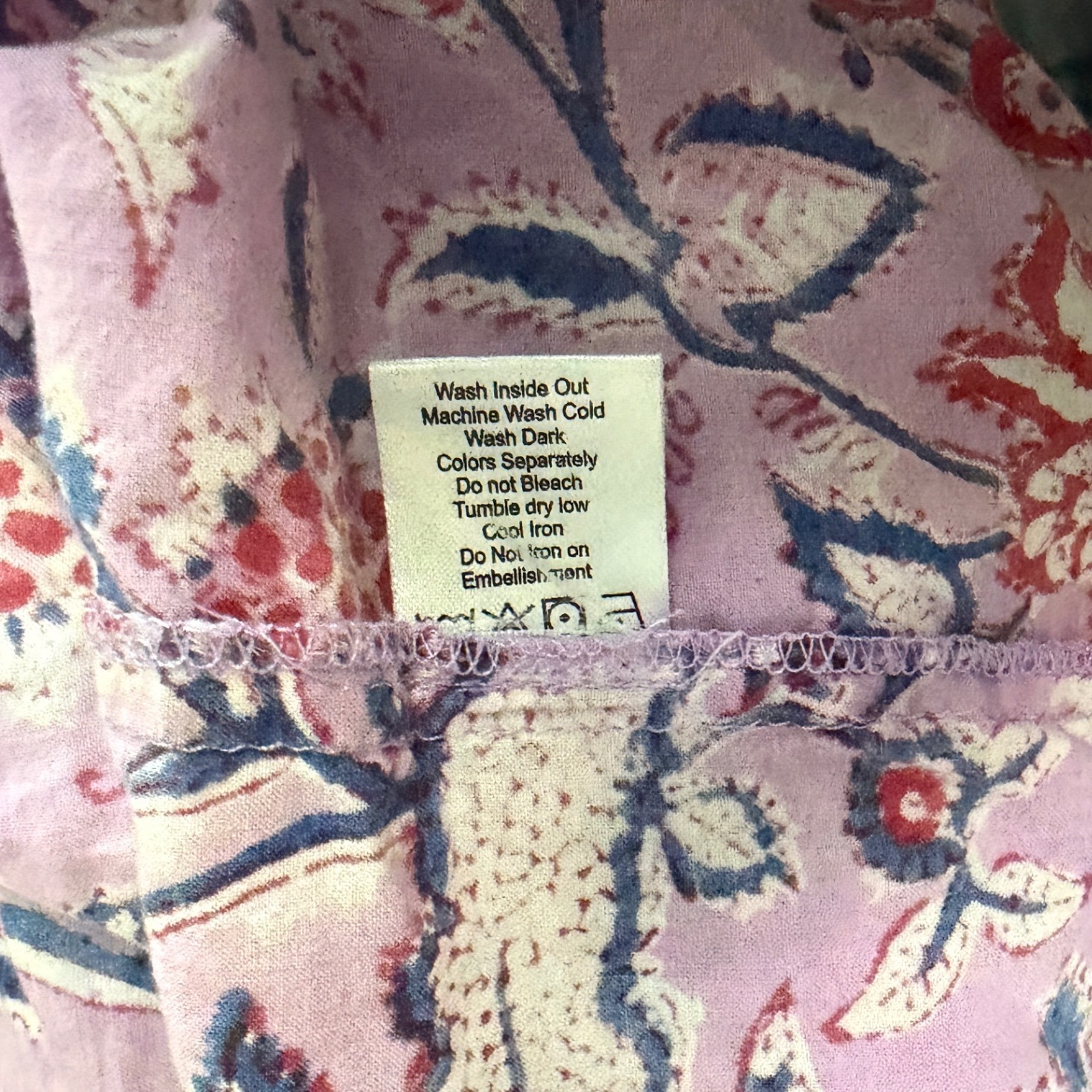 Pax Philomena Hand Block Print Floral Pink Cotton Pajama Set Shorts Large L — image 4 of 8